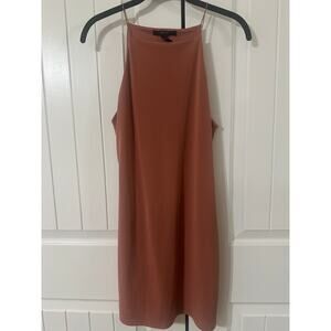 Forever 21 Rust Midi Dress M Spaghetti Strap Bodycon Slip Minimalist Terracotta